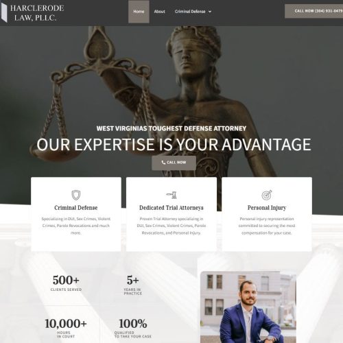 Custom website design for a defense attorney, highlighting professional and SEO-optimized solutions by Appalachia Digital.