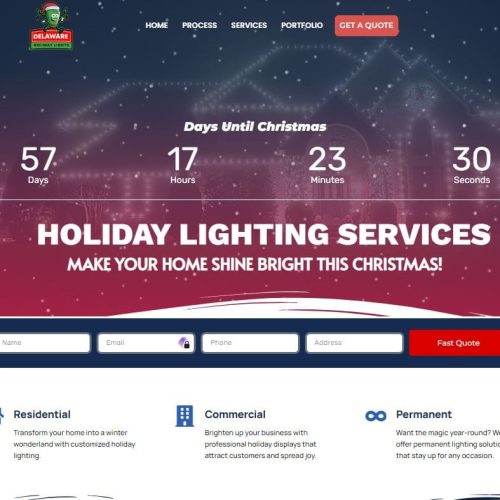 Custom web design for a holiday light installation company, showcasing user-friendly design and SEO optimization by Appalachia Digital.