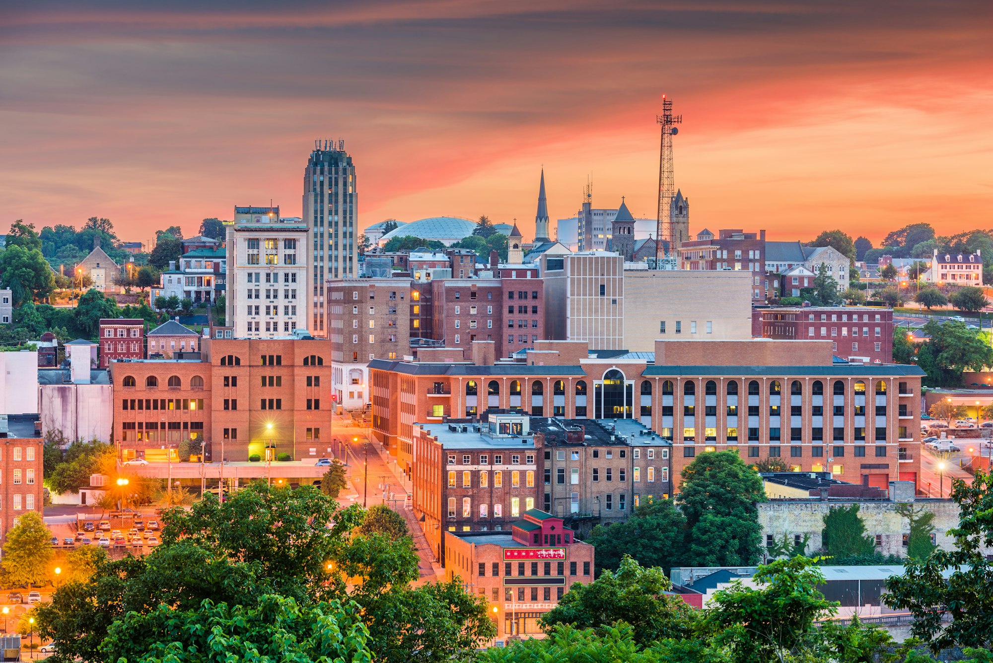 Lynchburg, Virginia, USA Downtown Skyline